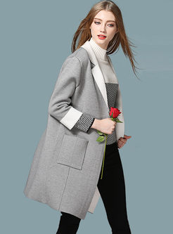 Brief Notched Neck Straight Coat