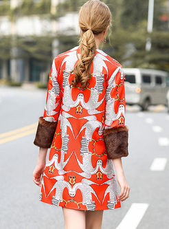 Ethnic Embroidery O-neck Splicing Coat