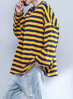 Loose Hollow Striped Oversized T-shirt