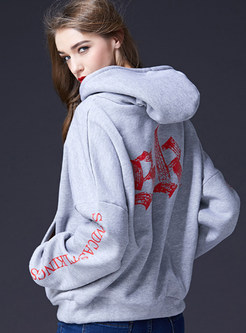 Light Grey Casual Loose Pullover Hoodie 