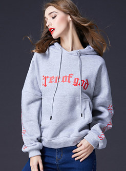 Light Grey Casual Loose Pullover Hoodie 