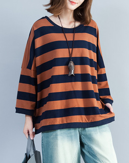 Street Color-blocked Striped T-shirt