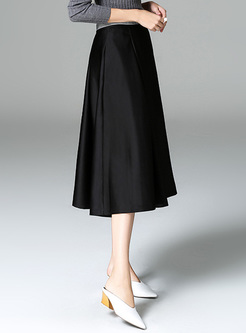 Black High Waist A-line Skirt