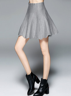 Grey Sexy Ruffled Mini Skirt