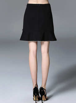 Elegant Black Asymmetric Embellished Skirt
