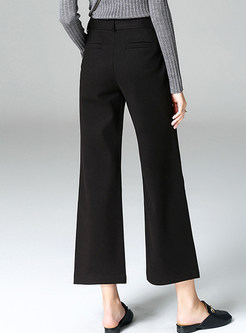 Black Brief Belted Straight Pants