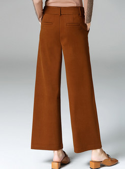 Brief Belted Loose Straight Pants