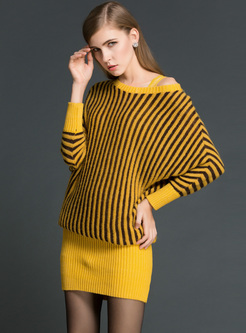 Sexy Vertical Striped Knitted Dress