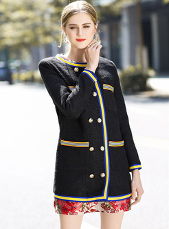 Chic Color-blocked Double-breasted Coat