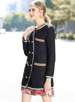 Chic Color-blocked Double-breasted Coat