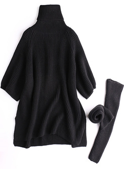Chic High Neck Loose Removable Sweater