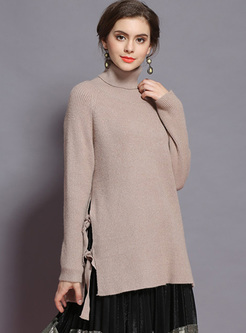 Loose Tied High Neck Sweater