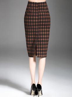 Sexy Grid Pattern Slim Skirt