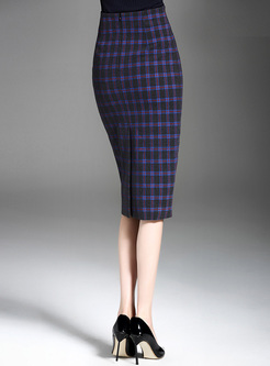 Sexy Grid Pattern Slim Skirt