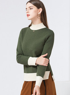 Brief Asymmetric High Neck Sweater