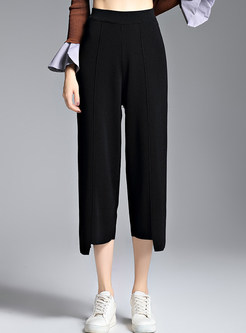 Stylish Black Calf-length Straight Pants