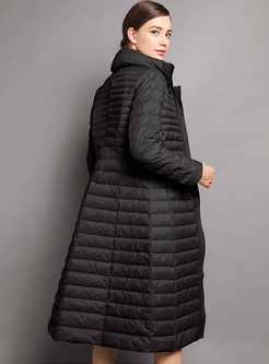 Brief Stand Collar A-line Goose Down Coat