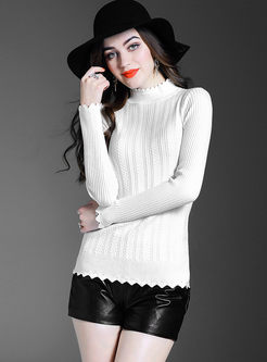 Brief Stand Collar Slim Knitted Sweater