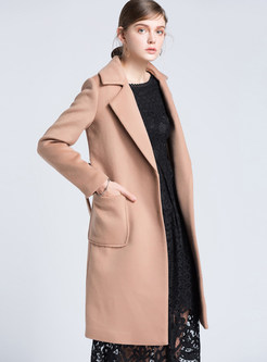 Camel Chic Belted Turn Down Collar Coat