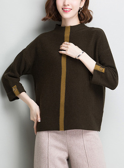 Brief Loose Color-blocked Sweater