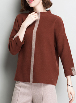Caramel Brief Loose Color-blocked Sweater