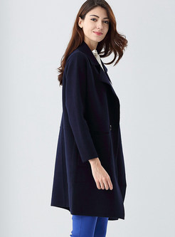 Deep Blue Work Notched One-button Coat