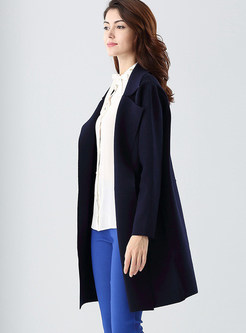 Deep Blue Work Notched One-button Coat