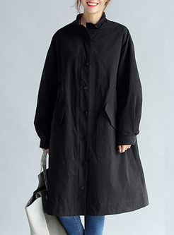 Brief Stand Collar Loose Trench Coat