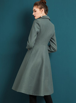 Chic Double-breasted Turn Down Collar A-line Coat