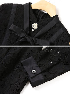 Elegant Gathered Waist Falbala Lace Bodycon Dress