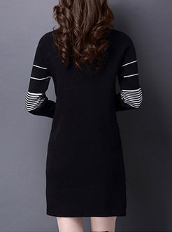 Brief Color-blocked Mini Knitted Dress