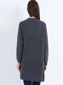 Causal V-neck Loose Knitted Coat