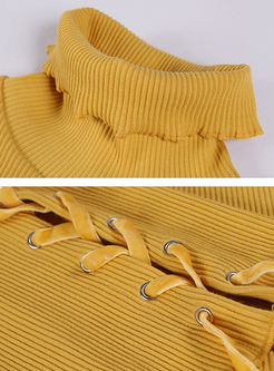 Yellow Turtle Neck Flare Sleeve Sweater