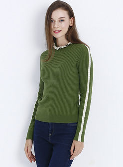 Brief Stringy Selvedge Hit Color Knitted Sweater