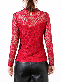 Sexy Lace Hollow Out Slim Top