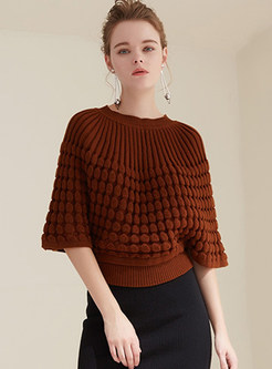 Stylish Batwing Sleeve Short Knitted Sweater