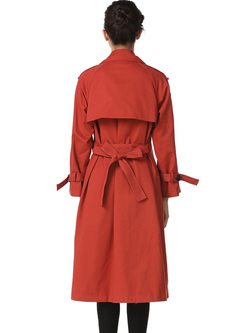Red Double-breasted Trench Coat