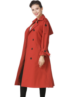 Red Double-breasted Trench Coat