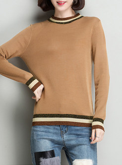 Striped Splicing Long Sleeve Knitted Sweater