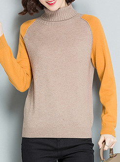 Turtle Neck Contrast Color Sweater