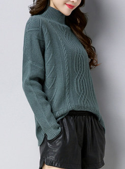 Fashion Turtle Neck Batwing Sleeve Knitted Sweater