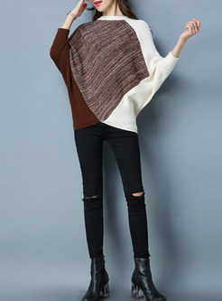 Causal Color-blocked Batwing Sleeve Sweater