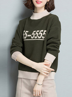 Causal Number Design Knitted Sweater