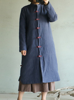 Casual Single-breasted Straight Thicken Coat