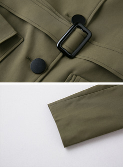 Lapel Single-breasted Long Trench Coat