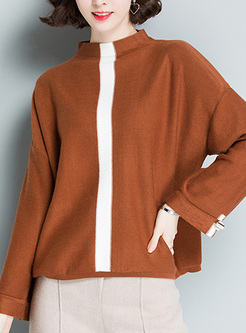Loose Color-blocked Pullover Sweater