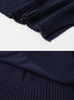 Elegant Slash Neck Split Sweater