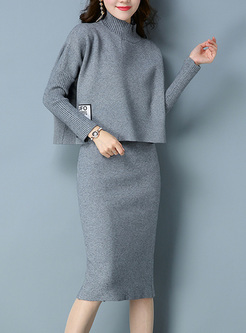 Grey Street Patched Slim Knitted Two-piece Outfits
