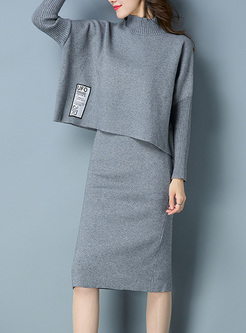 Grey Street Patched Slim Knitted Two-piece Outfits