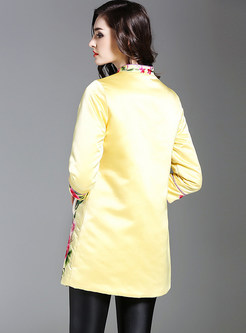 Ethnic Embroidery Stand Collar Cheongsam Coat